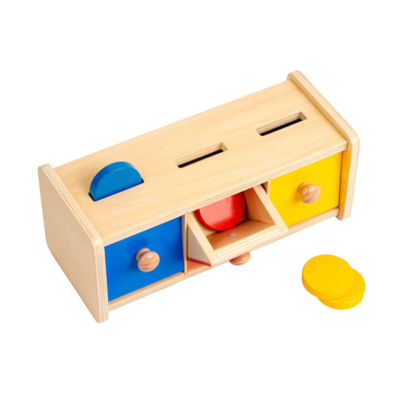 Ainiv Montessori Münzbox Aus Holz - Lernspielzeug Ab 1 Jahr Mit 6 Bunten Münzen